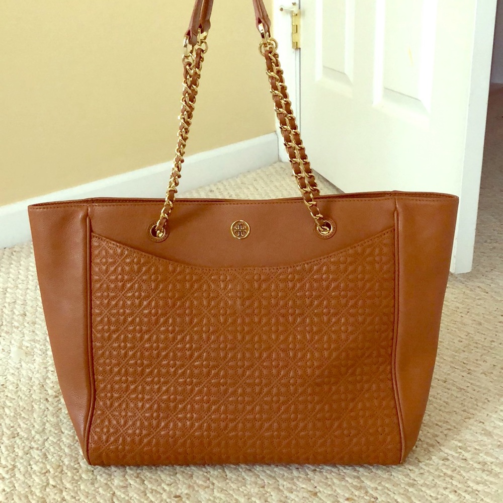 Tory Burch Bryant E/W Leather Tote Luggage Color